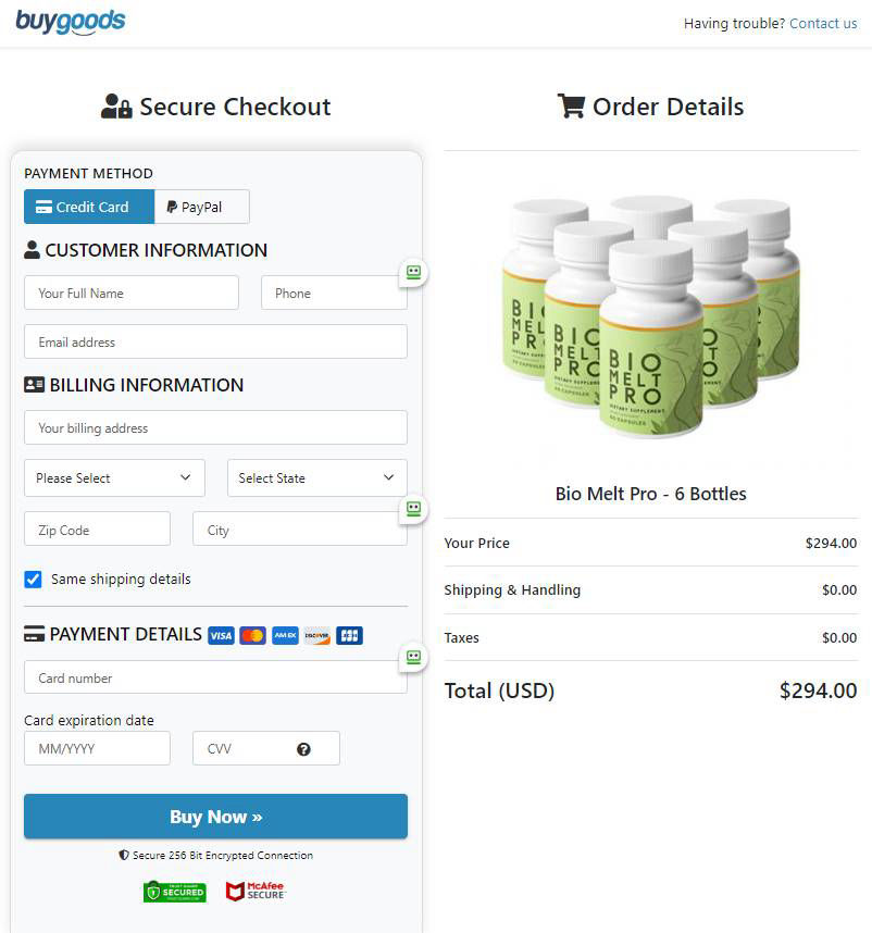 BioMelt Pro Secure page order
